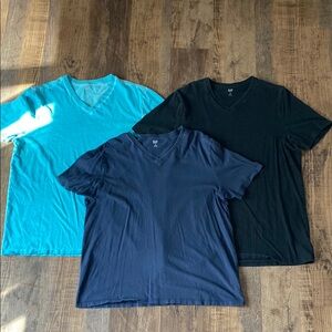 Men's V-Neck T-Shirt Set - Black, Blue, Teal
